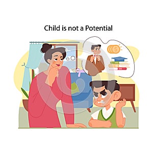 Recognizing child unique path concept. Flat vector illustration