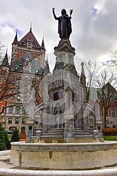 Recollects Statue beside Chateau Frontenac