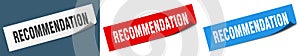 recommendation banner. recommendation speech bubble label set.