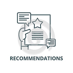 Recommendations vector line icon, linear concept, outline sign, symbol photo