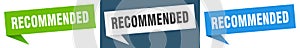 recommended banner. recommended speech bubble label set.