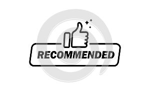 Recommended button line icon in black. Thumb up sign. Vector EPS 10. Isolated on white background