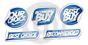 Recommended buy, our choice, best buy stickers set