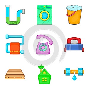 Reconditioning icons set, cartoon style photo