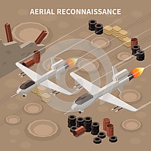 Reconnaissance Drones Isometric Composition