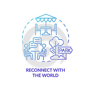 Reconnect with world blue gradient concept icon