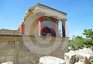 Reconstructed Ancient Customs House at the North Entrance of the Palace of Knossos, UNESCO World Heritage Site on Crete Island