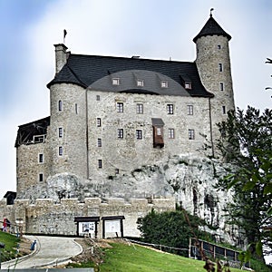 Reconstructed Bobolice castle on trail of Eagles` nests.