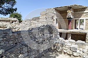 Reconstructed building in the archaeological site of Knossus