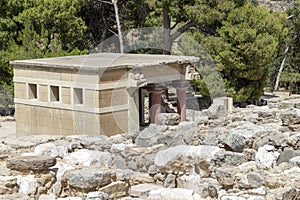 Reconstructed building in the archaeological site of Knossus