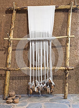 Reconstructed prehistoric age weaving loom