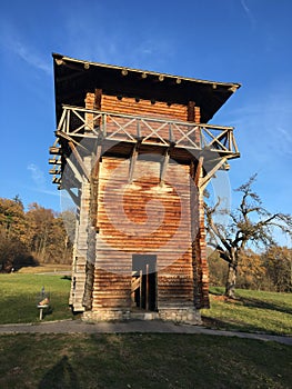 Reconstructed Roman watchtower in the town of Lorch in Germany