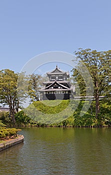 Reconstructed tower of Takada Castle in Joetsu, Japan