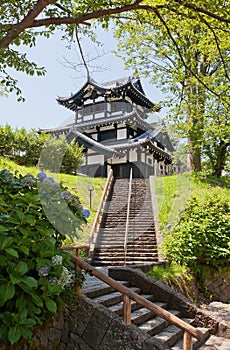 Reconstructed tower of Takada Castle in Joetsu, Japan