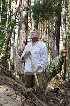 Reconstruction of the events of World war II, Russia, Dimitrovgrad, 26 Aug 2017. Portrait of a red Army soldier