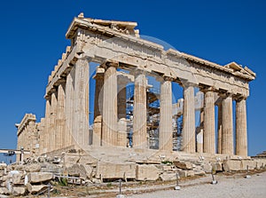 Reconstruction of famous ancient Greek temple of Parthenon in Athens