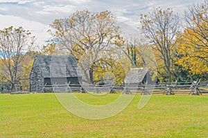 A reconstruction of a farm from Colonial Maryland. Historic Marylands first Capital, St. Mary`s City in the wilderness of Maryland photo