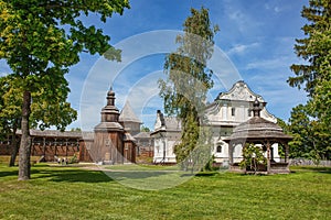 Reconstruction of historic wooden fortress and church in Baturyn, Chernihiv region, Ukraine