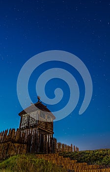 reconstruction of a medieval settlement at night