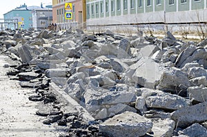 Reconstruction of the pavement in the city