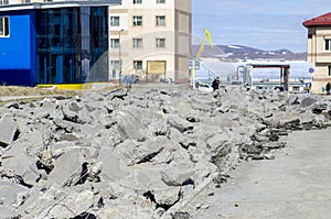 Reconstruction of the pavement in the city