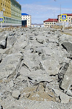 Reconstruction of the pavement in the city