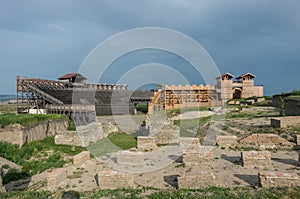 Reconstruction of Roman amphitheater in the Roman city of Viminacium in Kostolac, Serbia.