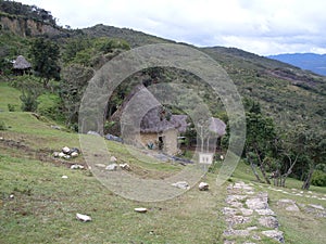 Reconstruction of a typical circular house of the fortress of Kuelap, Luya, Amazonas, Peru, South America