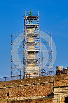 Reconstruction of the Victor monument, symbol of Belgrade capital of Serbia