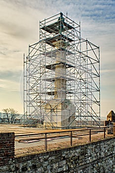 Reconstruction of the Victor monument, symbol of Belgrade capital of Serbia