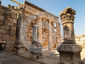 Reconstruction white synagogue in Kafarnaum