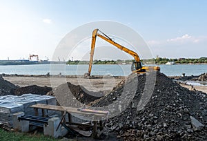 Reconstruction works of the Danube cliff in Tulcea, Romania