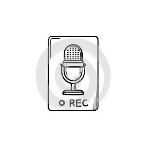 Record button hand drawn outline doodle icon. photo