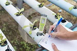 Record the EC value of water in vegetable hydroponics