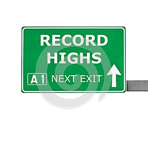 RECORD HIGHS road sign isolated on white