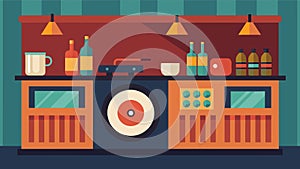 The record player behind the bar spun old vinyls adding a nostalgic touch to the modern setting of Audio Bar. Vector photo