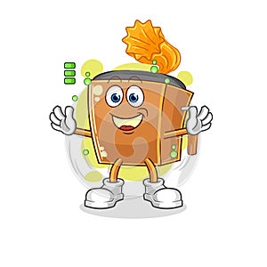 Record player full battery character. cartoon mascot vector