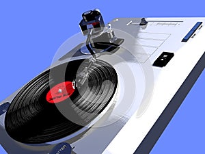 Record player with a turning vinyl