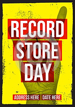 Record Store Day Gig Poster Flyer Template, t-shirt design records vinyl retro music