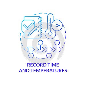 Record time and temperatures blue gradient concept icon