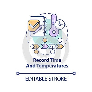 Record time and temperatures concept icon