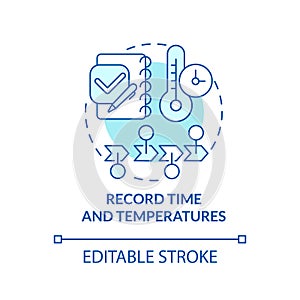 Record time and temperatures turquoise concept icon