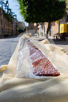 Record for the World`s Longest Nougat `Torrone` over 1km in Mazzarino, Caltanissetta, Sicily, Italy