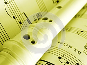 Recorder and music score
