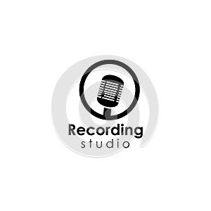 recording logo template, music design vector icon illustration