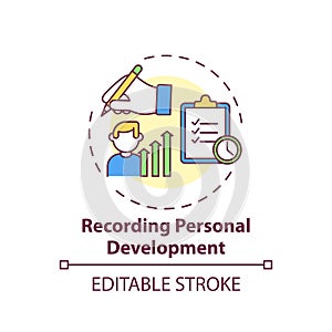 Recording personal development concept icon