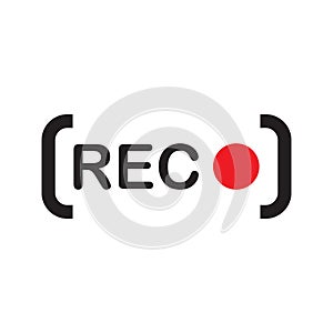 Recording sign icon. Red logo camera video recording symbol, rec