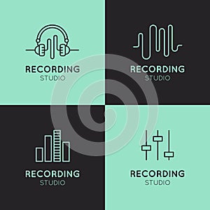 Recording Studio Labels Set