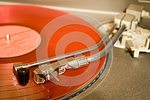 Recordplayer with red lp record