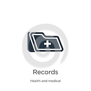 Records icon vector. Trendy flat records icon from health collection isolated on white background. Vector illustration can be used